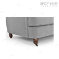 Living room upholstery furniture modern wood frame three seater fabric chesterfield sofa with high back